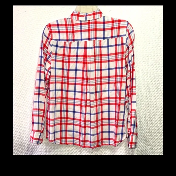 Banana Republic Women Red White Blue Long Sleeve Button-Down Shirt S. - Picture 2 of 3